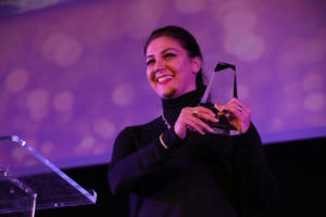 Lala Yerem accepting Best Feature Film Award for YEVA on behalf of Anahid Abad
